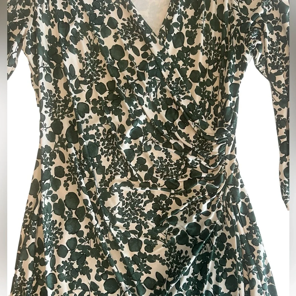 Tory Burch Green And Cream Floral Michelle Dress Size X-Large
